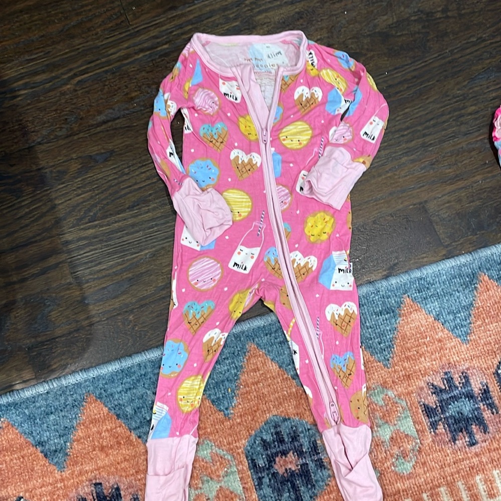 Little Sleepies milk and cookies pink pajamas